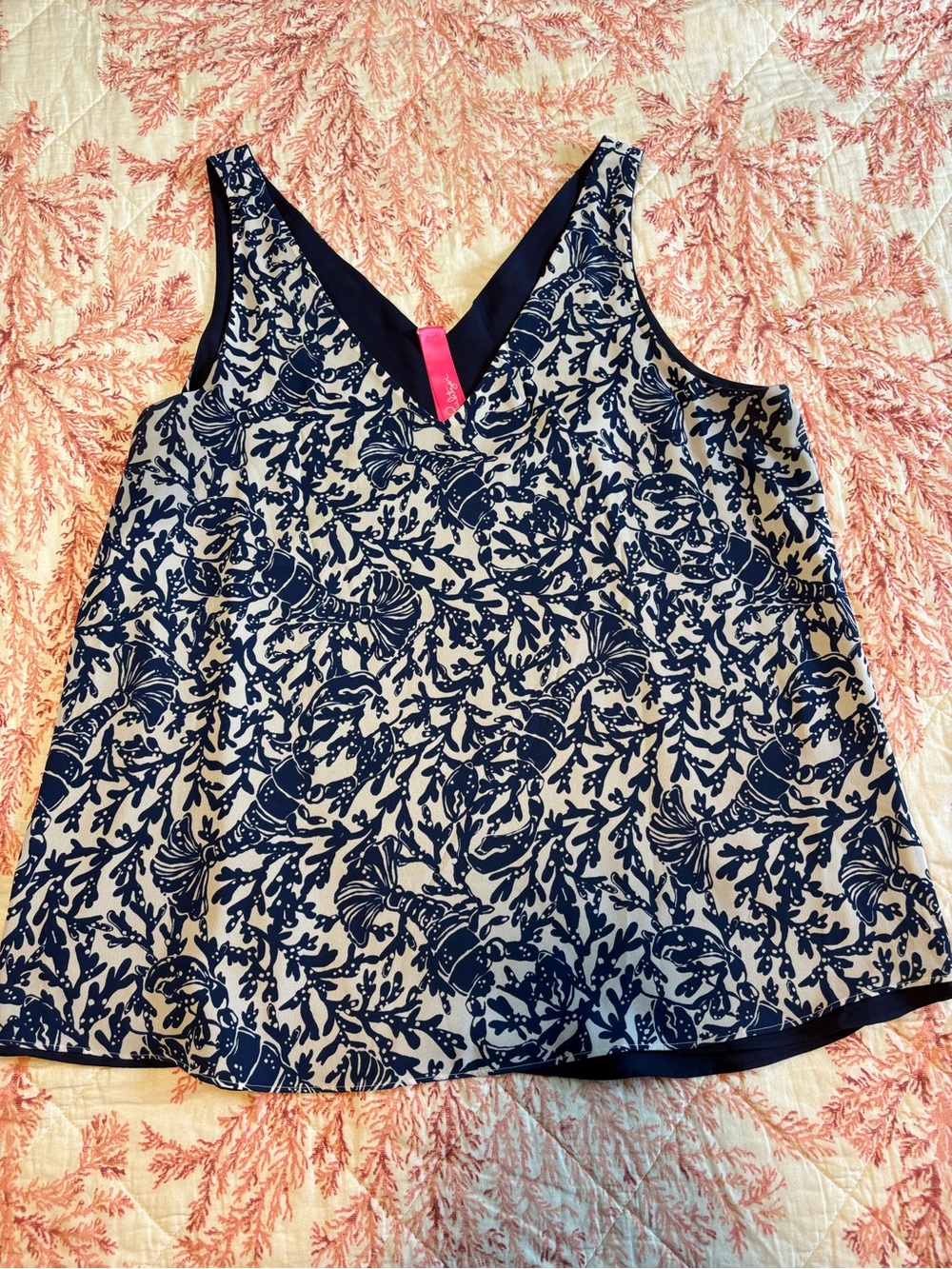 Women’s Navy and White Reversible V-Neck Tank Top